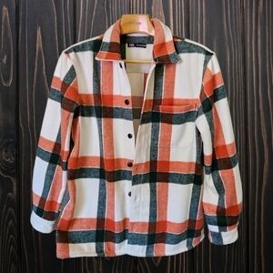 Zara Men’s Heavy Flannel Jacket Shirt Shacket Size L Women's XL! EUC!